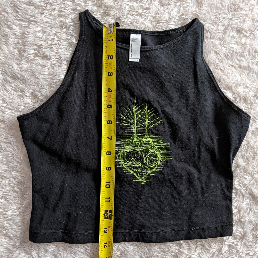 Embroidered Heart Root Crop Top sz L - Picture 4 of 8